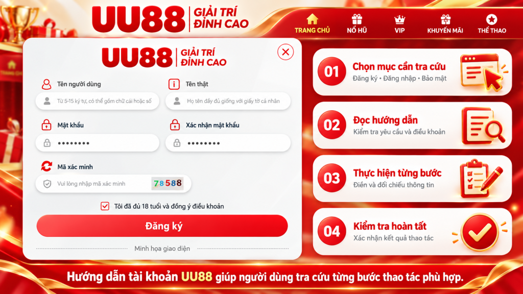 Hướng dẫn tài khoản UU88 giúp người dùng tra cứu từng bước thao tác phù hợp.